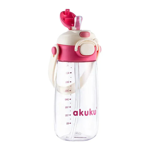 Akuku vaikiška gertuvė su šiaudeliu 480 ml. Pink, A0725