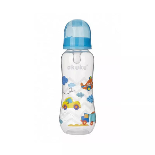 Akuku maitinimo buteliukas 250 ml su silikoniniu žinduku, А0105_BLUE