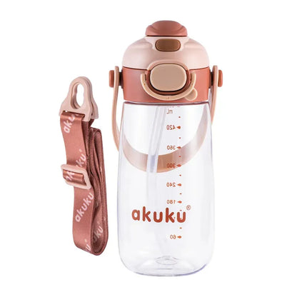 Akuku vaikiška gertuvė su šiaudeliu 480 ml. Beige, A0726