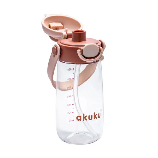 Akuku vaikiška gertuvė su šiaudeliu 480 ml. Beige, A0726