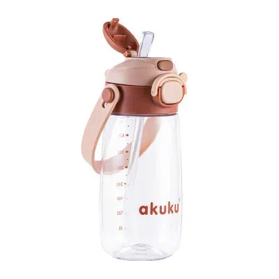 Akuku vaikiška gertuvė su šiaudeliu 480 ml. Beige, A0726