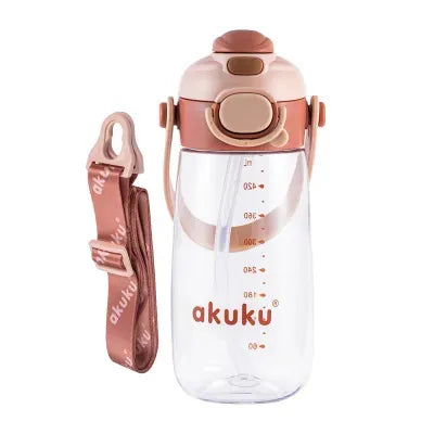 Akuku vaikiška gertuvė su šiaudeliu 480 ml. Beige, A0726