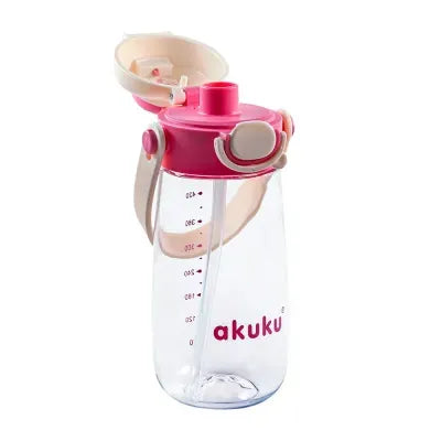 Akuku vaikiška gertuvė su šiaudeliu 480 ml. Pink, A0725