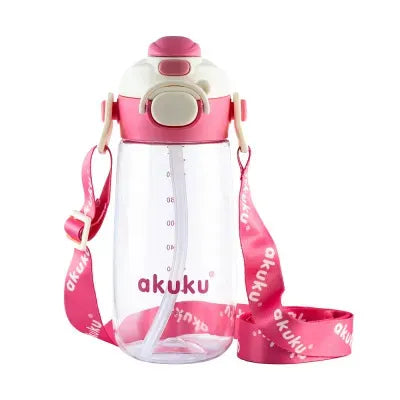 Akuku vaikiška gertuvė su šiaudeliu 480 ml. Pink, A0725