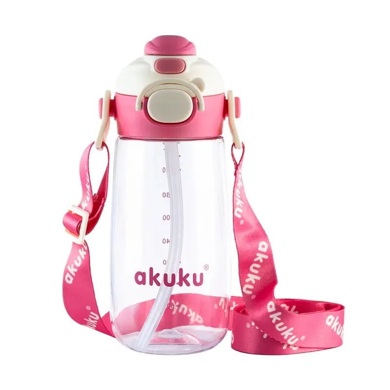 Akuku vaikiška gertuvė su šiaudeliu 480 ml. Pink, A0725
