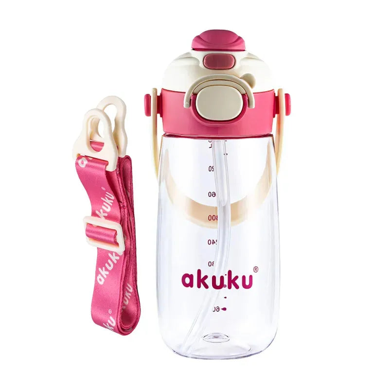 Akuku vaikiška gertuvė su šiaudeliu 480 ml. Pink, A0725