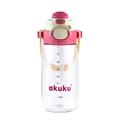 Akuku vaikiška gertuvė su šiaudeliu 480 ml. Pink, A0725