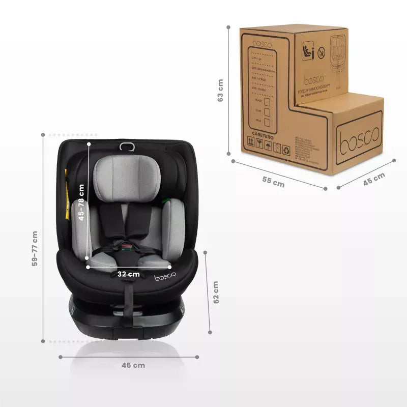 Autokėdutė Caretero Bosco I-size 0-36 kg., 360°, Black